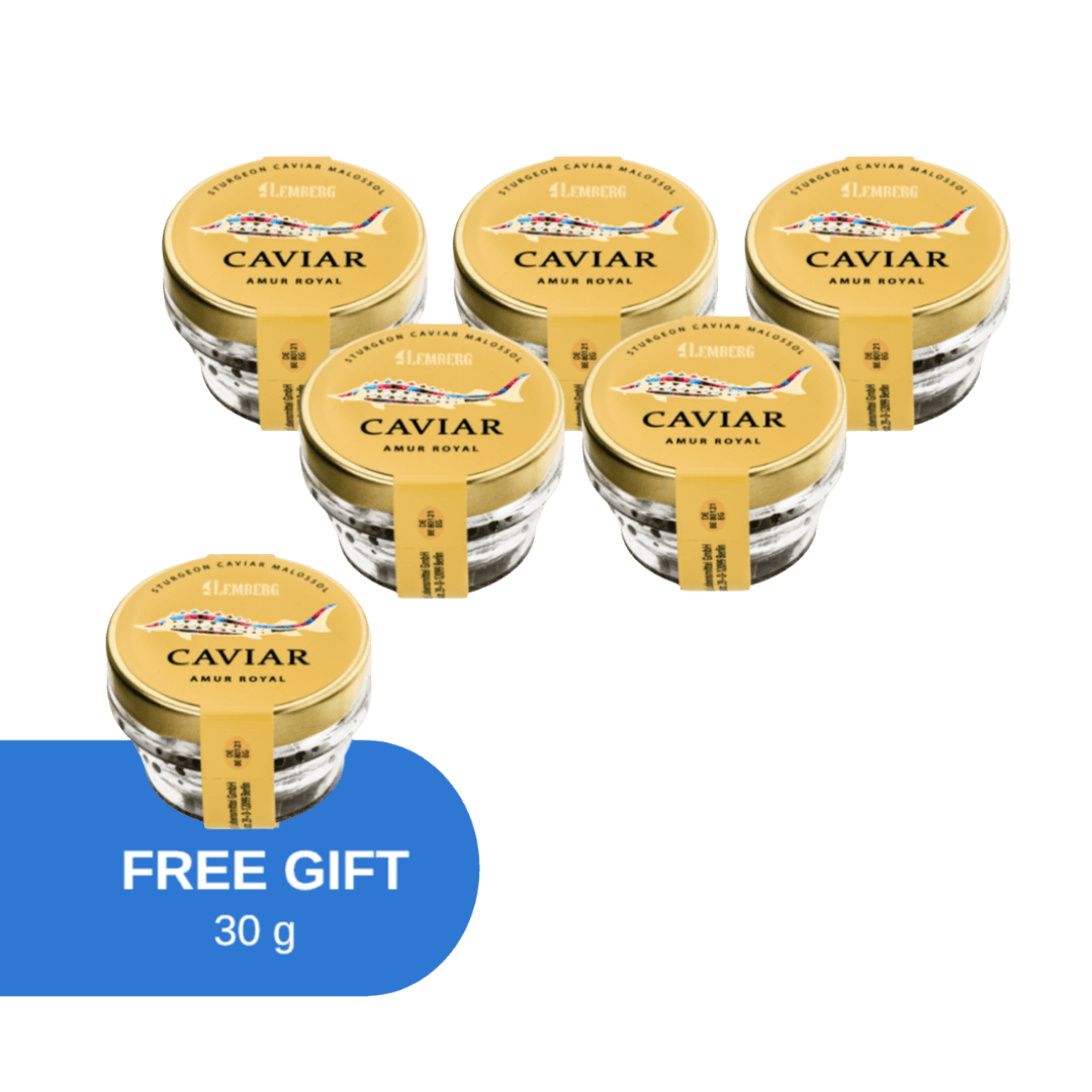 Caviar d'esturgeon Amur Royal, 5+1 x 30 g