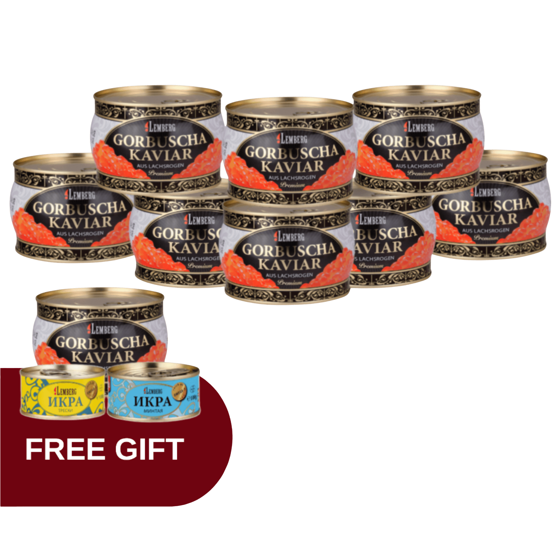 8 + 1 × 400 g d’œufs de saumon rose PREMIUM + CADEAUX