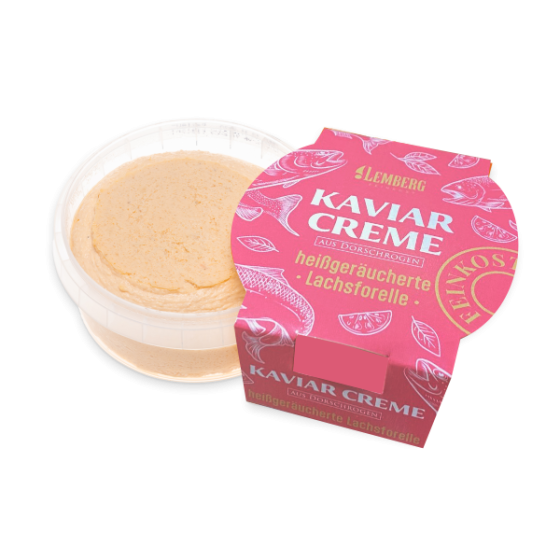 Crème d’œufs de cabillaud à la truite saumonée fumée à chaud, 150 g